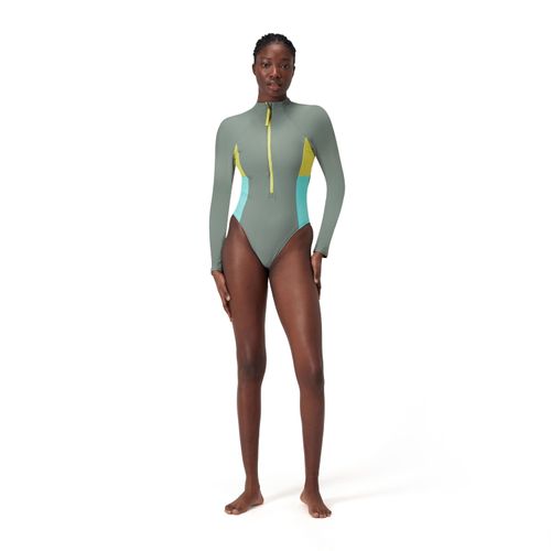 Traje de Baño Long Sleeve Zip Colorblock One Piece Para Mujer Speedo